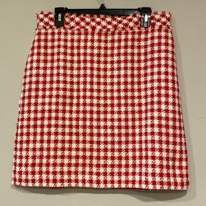 Ann Taylor Red and White Checkered Pencil Skirt